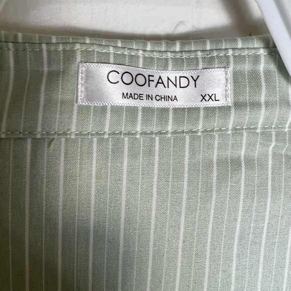 Green and white striped casual button down shirt - Picture 4 of 4